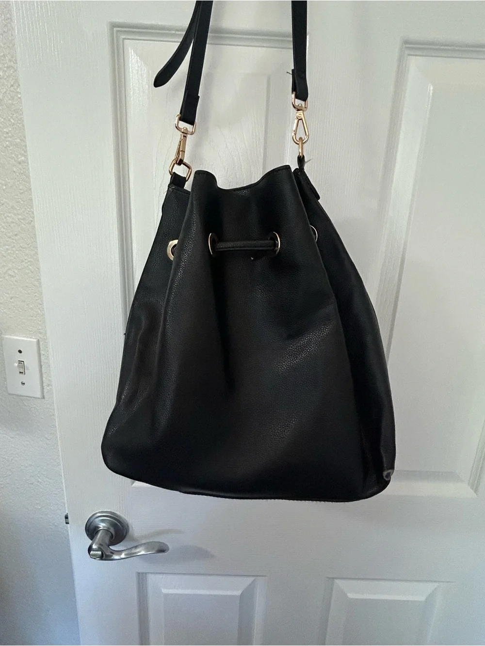 H&M Black Drawstring Bucket Crossbody Bag